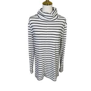 A New Day Turtleneck White Black Striped Pullover Knit Sweater US Womens M